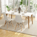 Set of 4 Modern Dining Side Chair Wood Legs-White - White - Dining Chairs