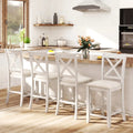 Set of 4 Modern Farmhouse Counter Height Stools with Footrest-White - White - Bar Stools