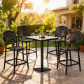 Set of 4 Outdoor Bar Stool 25.5 Inch Counter Height Cast Aluminum Bar Chairs-Copper - Copper - Patio Bar Furniture