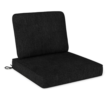 Set of 4 Outdoor Patio Cushion Set with Removable Covers-Black - Black - Outdoor Furniture Accessories