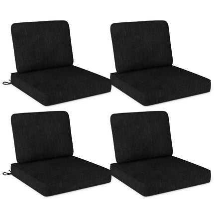 Set of 4 Outdoor Patio Cushion Set with Removable Covers-Black - Black - Outdoor Furniture Accessories