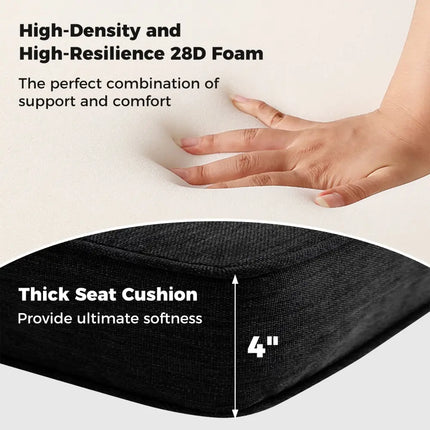 Set of 4 Outdoor Patio Cushion Set with Removable Covers-Black - Black - Outdoor Furniture Accessories