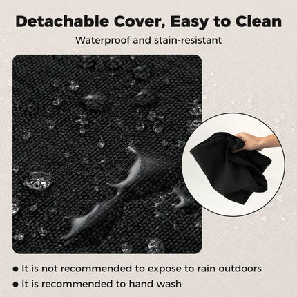 Set of 4 Outdoor Patio Cushion Set with Removable Covers-Black - Black - Outdoor Furniture Accessories