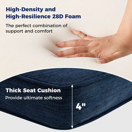 Set of 4 Outdoor Patio Cushion Set with Removable Covers-Navy - Navy - Outdoor Furniture Accessories
