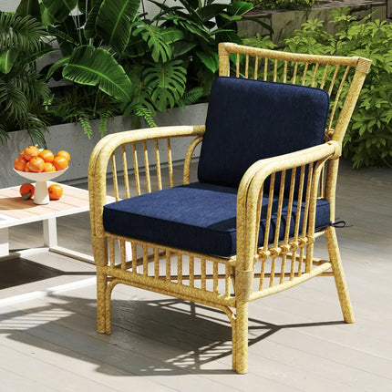 Set of 4 Outdoor Patio Cushion Set with Removable Covers-Navy - Navy - Outdoor Furniture Accessories