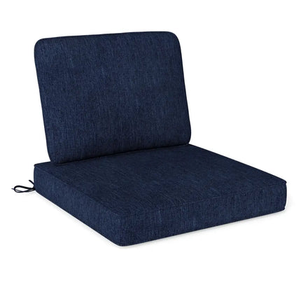 Set of 4 Outdoor Patio Cushion Set with Removable Covers-Navy - Navy - Outdoor Furniture Accessories