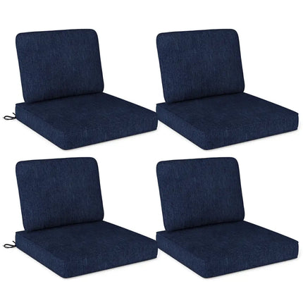 Set of 4 Outdoor Patio Cushion Set with Removable Covers-Navy - Navy - Outdoor Furniture Accessories
