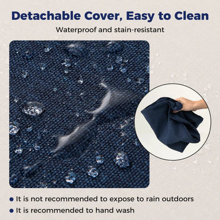 Set of 4 Outdoor Patio Cushion Set with Removable Covers-Navy - Navy - Outdoor Furniture Accessories