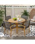 Set of 4 Outdoor Rattan Chair with Sturdy Acacia Wood Frame-Set of 4 - Gray - Patio Dining Chairs