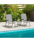 Set of 4 Patio Folding Chair Set with Rustproof Metal Frame-Gray - Gray - Beach & Lawn Chairs