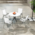 Set of 4 Patio Folding Chair Set with Rustproof Metal Frame-White - White - Beach & Lawn Chairs