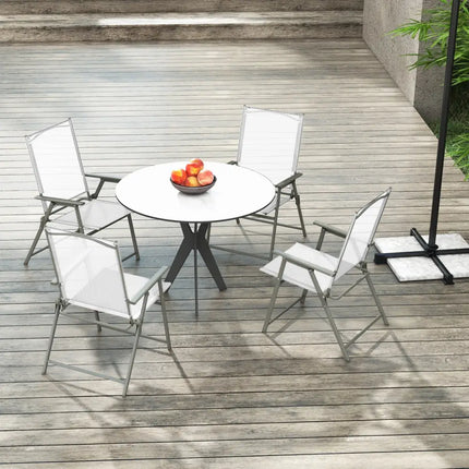 Set of 4 Patio Folding Chair Set with Rustproof Metal Frame-White - White - Beach & Lawn Chairs