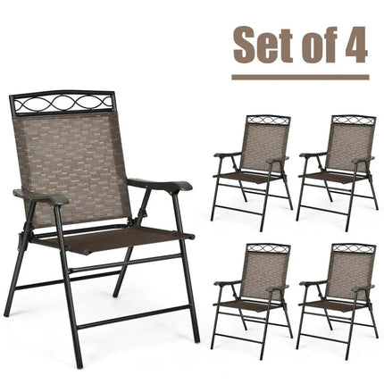 Set of 4 Patio Folding Chairs - Brown - Patio Dining Chairs