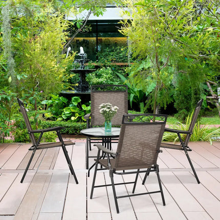 Set of 4 Patio Folding Chairs - Brown - Patio Dining Chairs