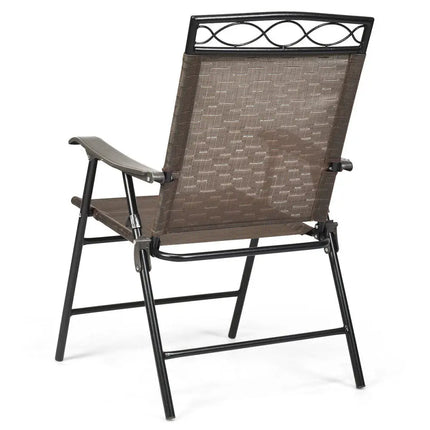 Set of 4 Patio Folding Chairs - Brown - Patio Dining Chairs