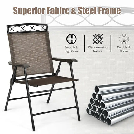Set of 4 Patio Folding Chairs - Brown - Patio Dining Chairs