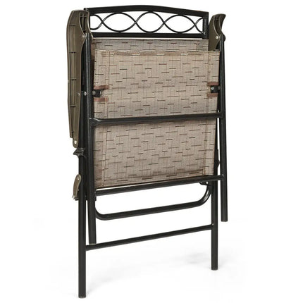 Set of 4 Patio Folding Chairs - Brown - Patio Dining Chairs