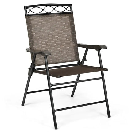 Set of 4 Patio Folding Chairs - Brown - Patio Dining Chairs