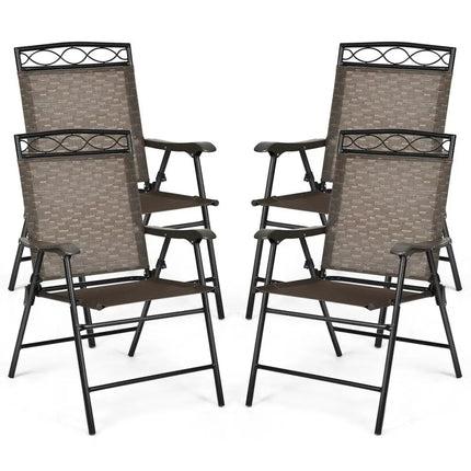 Set of 4 Patio Folding Chairs - Brown - Patio Dining Chairs