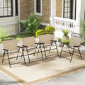 Set of 4 Patio Folding Chairs Set Dining Chairs with Armrests-Beige - Beige - Patio Dining Chairs