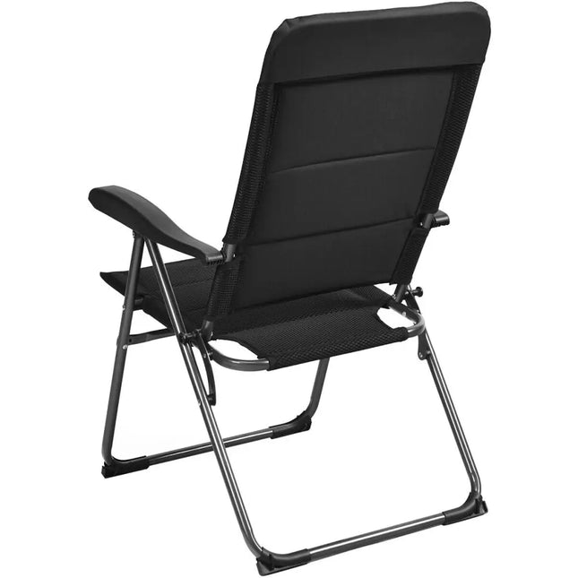 Set of 4 Patio Folding Chairs with Adjustable Backrest-Black - Black - Patio Dining Chairs
