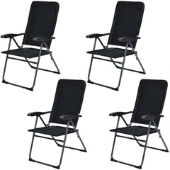Set of 4 Patio Folding Chairs with Adjustable BackrestBlack - Oasis Home Essentials