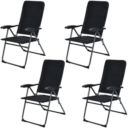 Set of 4 Patio Folding Chairs with Adjustable BackrestBlack - Oasis Home Essentials