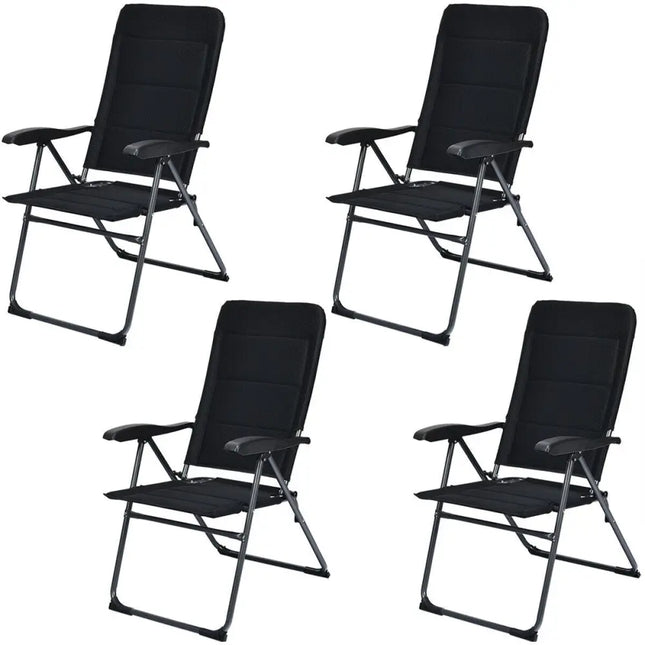 Set of 4 Patio Folding Chairs with Adjustable BackrestBlack - Oasis Home Essentials