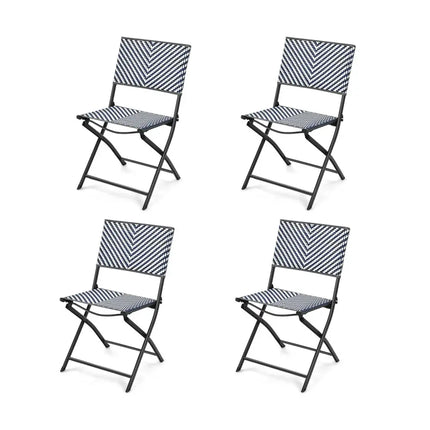 Set of 4 Patio Folding Rattan Dining Chairs for Camping and Garden - Multicolor - Patio Dining Chairs