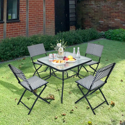 Set of 4 Patio Folding Rattan Dining Chairs for Camping and Garden - Multicolor - Patio Dining Chairs