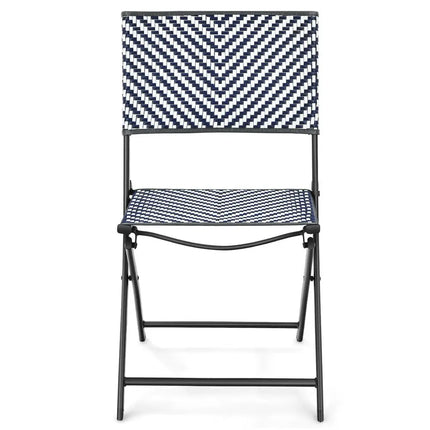 Set of 4 Patio Folding Rattan Dining Chairs for Camping and Garden - Multicolor - Patio Dining Chairs
