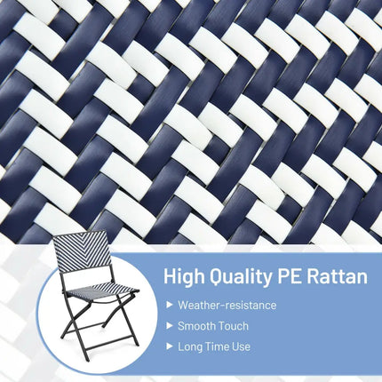 Set of 4 Patio Folding Rattan Dining Chairs for Camping and Garden - Multicolor - Patio Dining Chairs