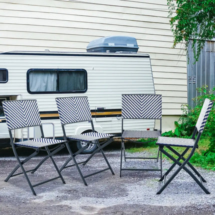 Set of 4 Patio Folding Rattan Dining Chairs for Camping and Garden - Multicolor - Patio Dining Chairs