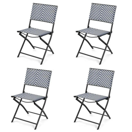 Set of 4 Patio Folding Rattan Dining Chairs for Camping and Garden - Multicolor - Patio Dining Chairs