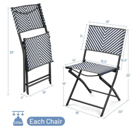 Set of 4 Patio Folding Rattan Dining Chairs for Camping and Garden - Multicolor - Patio Dining Chairs