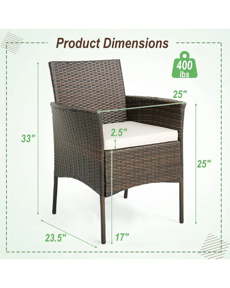 Set of 4 Patio PE Wicker Dining Chairs with Seat Cushions and Armrests-Set of 4 - Brown - Patio Dining Chairs