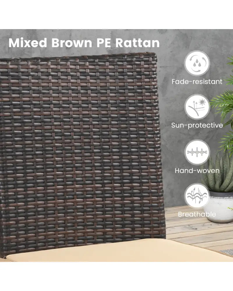 Set of 4 Patio Rattan Wicker Dining Chairs Set with Soft Cushions- Brown - Brown - Patio Dining Chairs