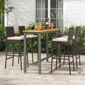 Set of 4 Patio Wicker Barstools with Seat Cushion and Footrest-Set of 4 - Off White - Patio Bar Furniture