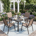 Set of 4 Stackable Patio Chairs with High Backs for Backyard 400 LBS-Brown - Brown - Patio Dining Chairs