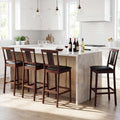 Set of 4 Upholstered Barstool 29.5 Inch Bar Height with Solid Rubber Wood Frame-Walnut - Walnut - Bar Stools