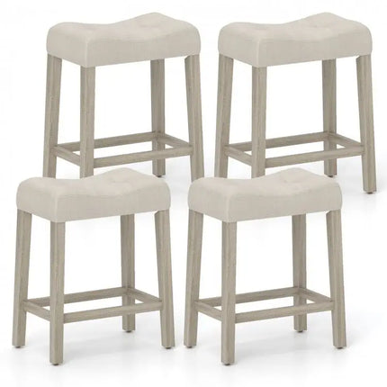 Set of 4 Upholstered Counter Height Bar Stool with Curved Saddle Seat - Gray - Oasis Home Essentials