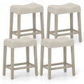 Set of 4 Upholstered Counter Height Bar Stool with Curved Saddle Seat - Gray - Oasis Home Essentials