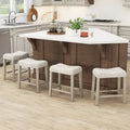 Set of 4 Upholstered Counter Height Bar Stool with Curved Saddle-Seat-Gray - Gray - Bar Stools