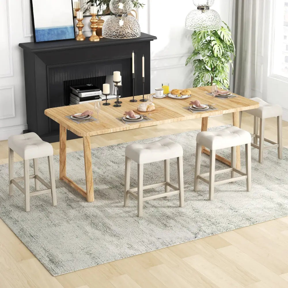 Set of 4 Upholstered Counter Height Bar Stool with Curved Saddle-Seat-Gray - Gray - Bar Stools