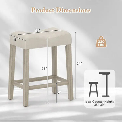 Set of 4 Upholstered Counter Height Bar Stool with Curved Saddle Seat - Gray - Oasis Home Essentials