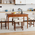 Set of 4 Upholstered Counter Height Bar Stool with Curved Saddle-Seat-Brown - Brown - Bar Stools