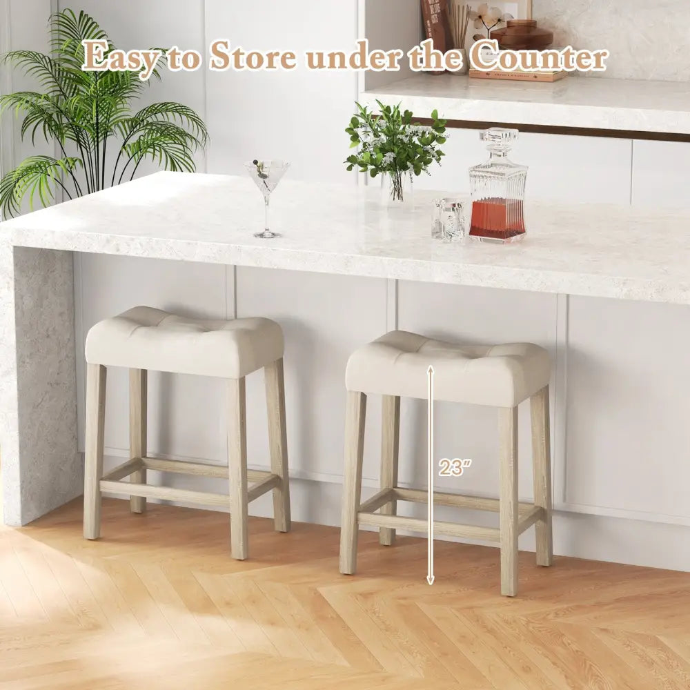 Set of 4 Upholstered Counter Height Bar Stool with Curved Saddle-Seat-Gray - Gray - Bar Stools
