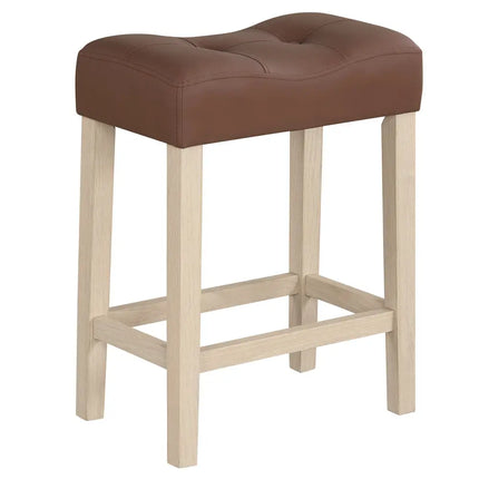Set of 4 Upholstered Counter Height Bar Stool with Curved Saddle-Seat-Natural - Natural - Bar Stools