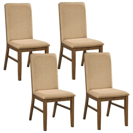 Set of 4 Upholstered Dining Chairs with Solid Rubber Wood Legs-Brown - Brown - Dining Chairs