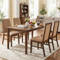Set of 4 Upholstered Dining Chairs with Solid Rubber Wood Legs-Brown - Brown - Dining Chairs